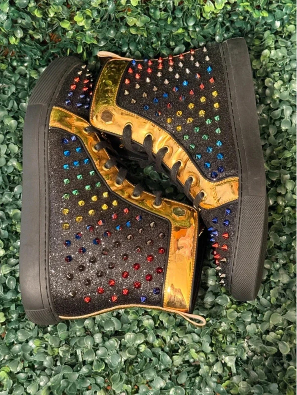 Jump J75 Regal High Top Spiked Sneaker Black Multi US Men size 11